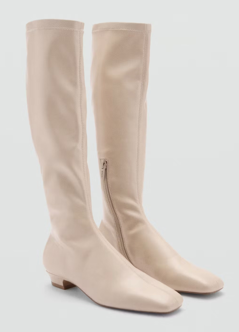 NEW MANGO MNG BEIGE FAUX LEATHER HIGH BOOTS WITH ZIP SZ 39 US 8.5